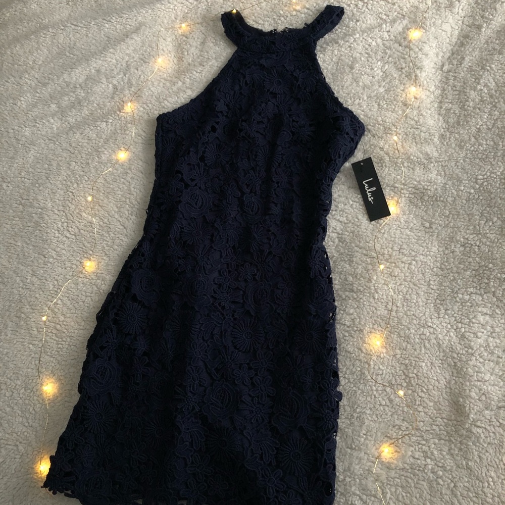 NWT Navy Blue Lulu's Lace Dress